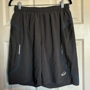 ASICS men’s gray lined athletic running shorts size medium